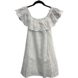 Tory Burch White Broderie Off The Shoulder Eyelet Coverup Mini Dress w/ …
